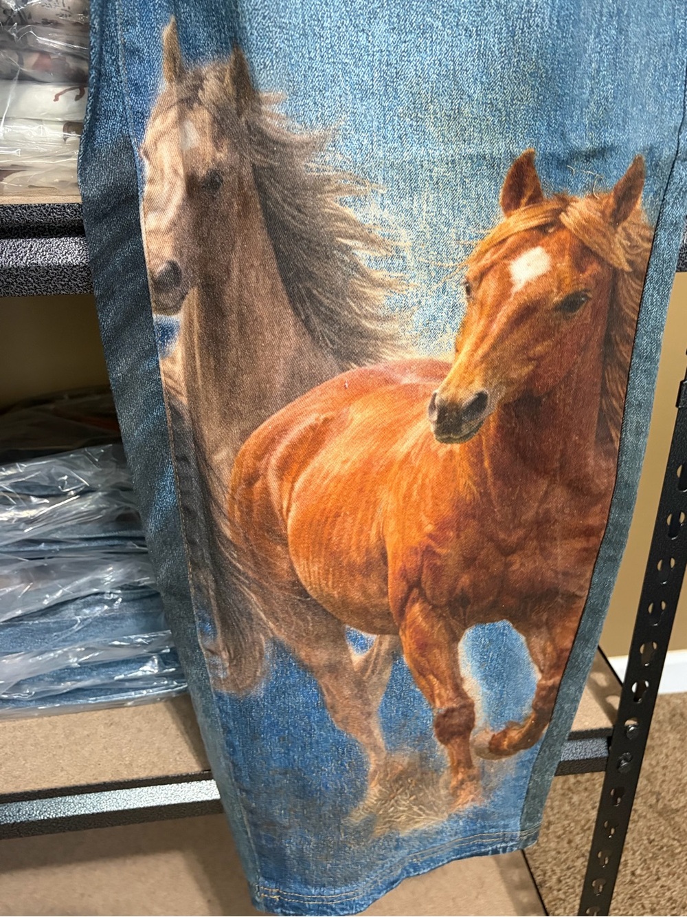 NWT HOWDY Horse Digital Print Baggy Wide Leg Jeans Vibrant M.i.U. - Picture 8 of 14